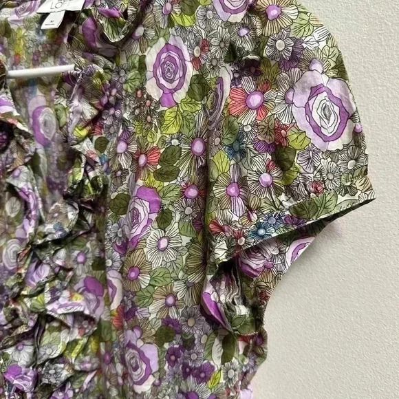 EUC | Y2K Ann Taylor LOFT Floral Print Blouse | Women’s Size M - Picture 6 of 10